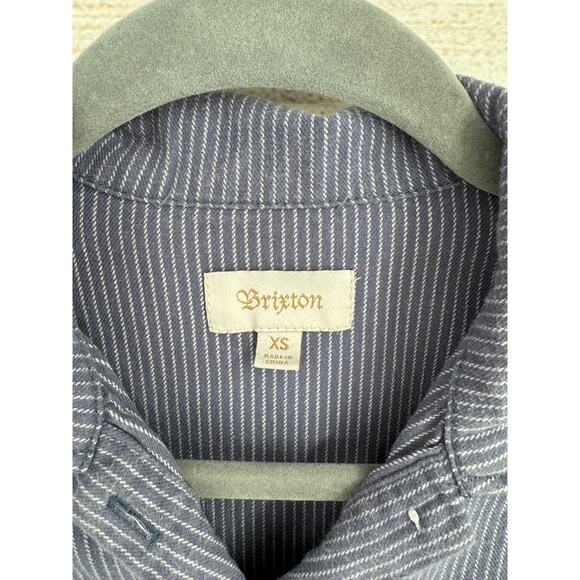 Brixton Hickory Striped Coveralls Jumpsuit Womens XS Blue White Button Front - Picture 8 of 14
